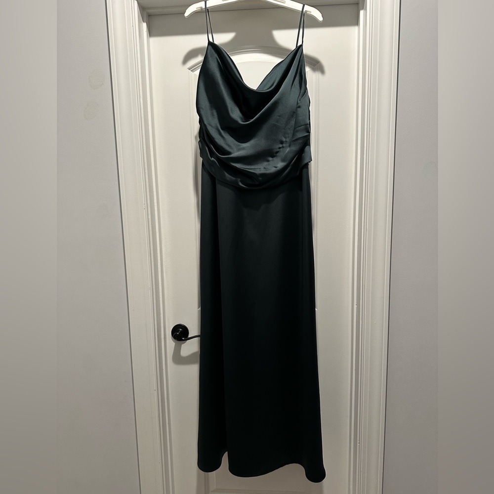 Amsale Cody bridesmaid dress in emerald green